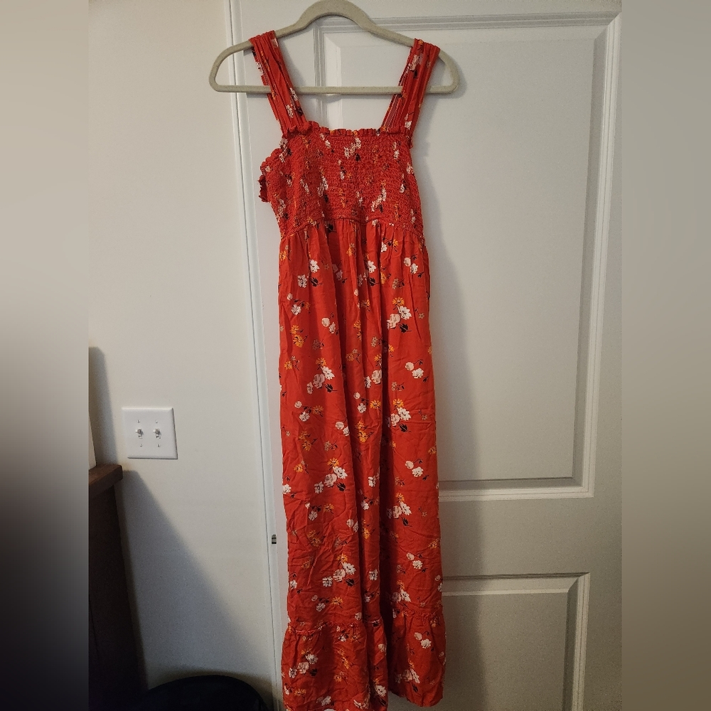 Isabel Maternity Sleeveless Maxi Dress Red Floral Size L
